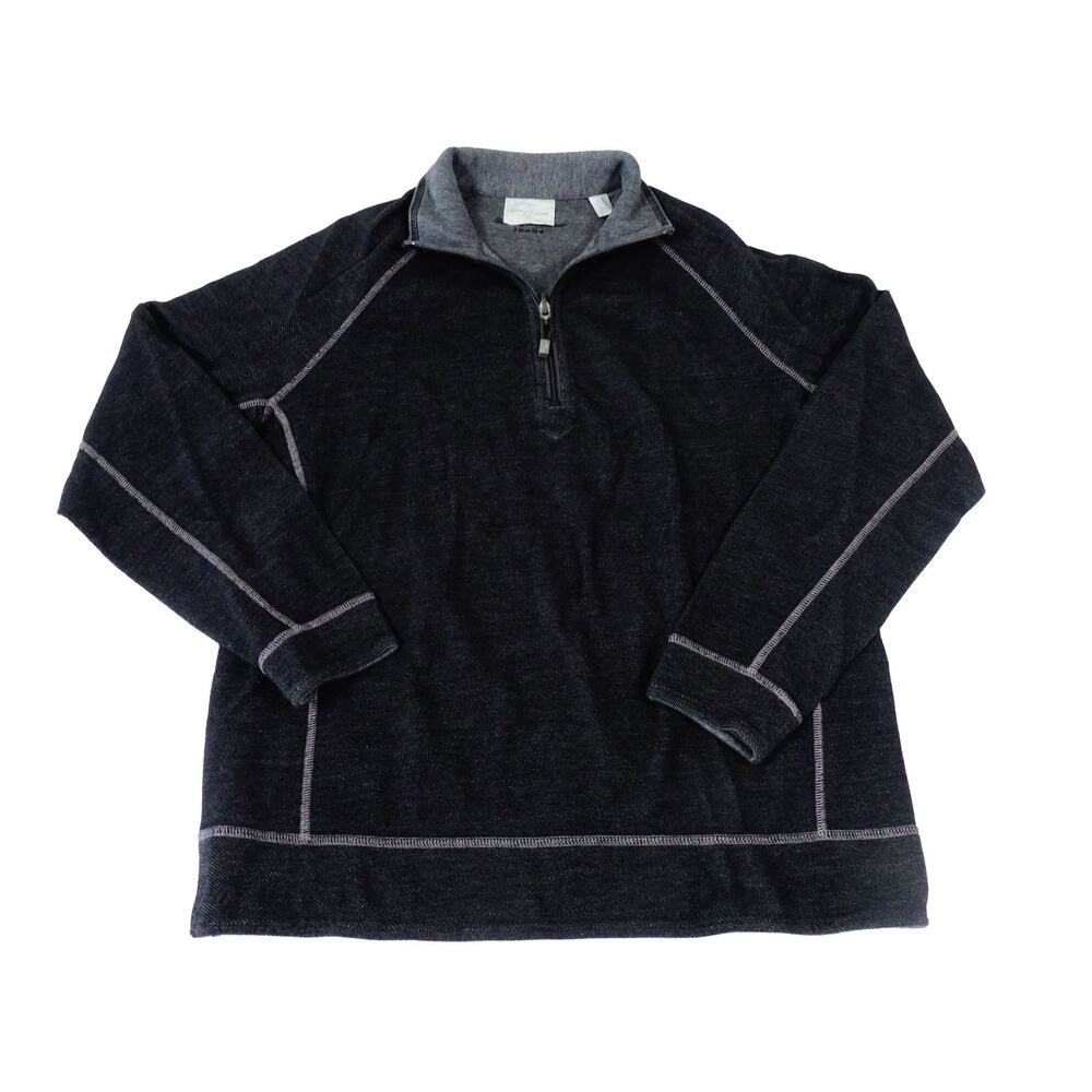 Tommy Bahama Jeans Reversible 1/4 Zip Pullover Sweater Gray Men’s Medium
